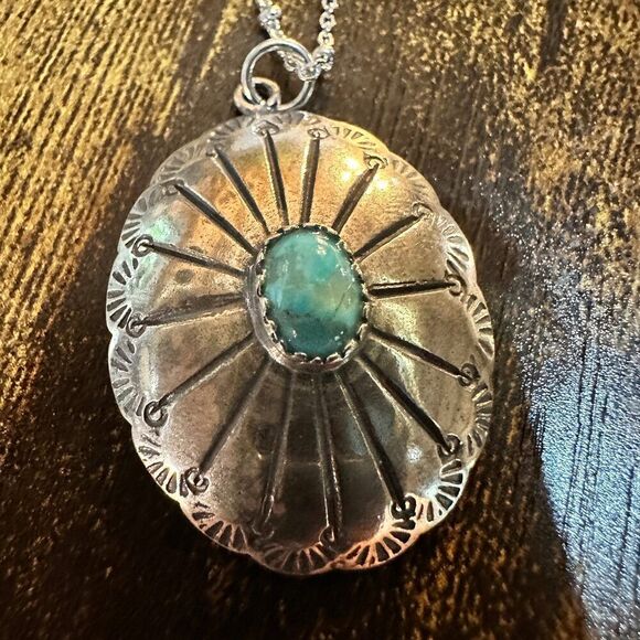 Concho Turquoise Elegance:‎ Adjustable Sterling Silver Beaded Necklace 16-18", G - Picture 5 of 12